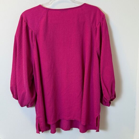 Vince Camuto Fuchsia Blouse Women’s 3X Balloon Sleeve Top - Picture 2 of 4
